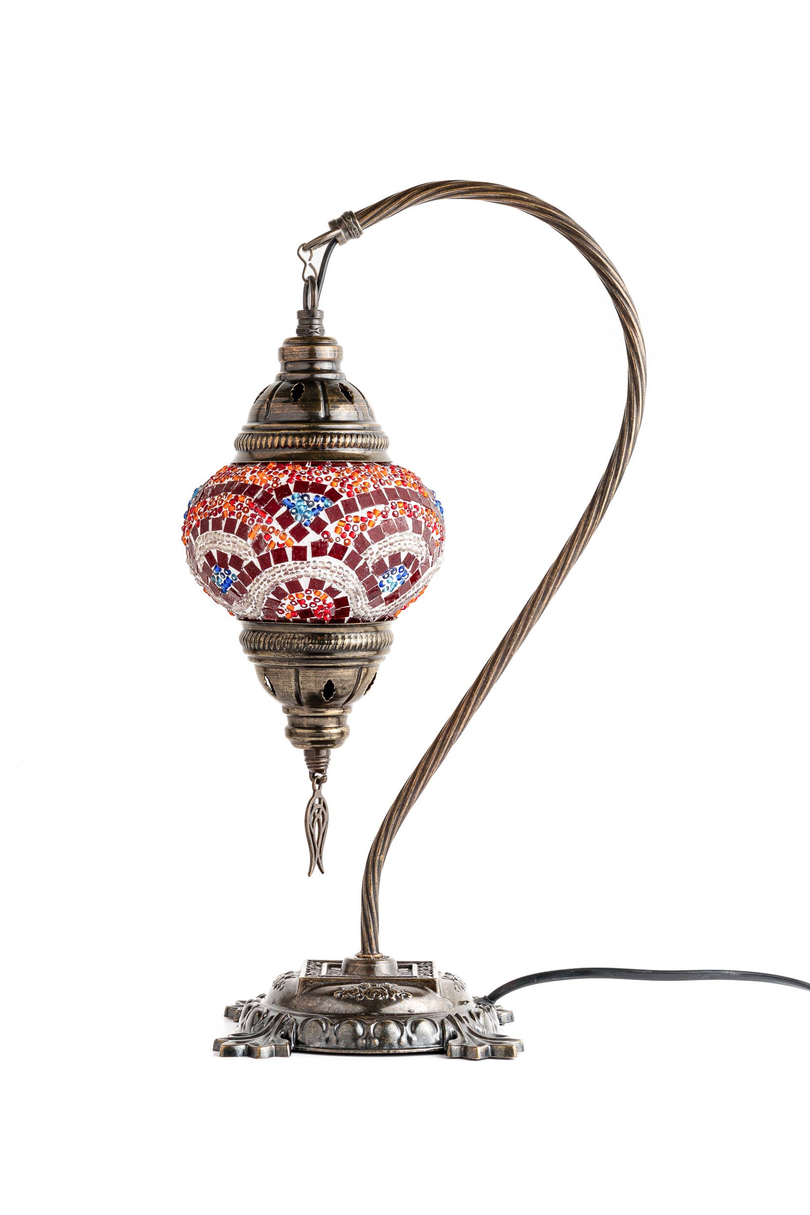 Handmade Swan Neck Mosaic Turkish Lamps Turquoise Triple Circle