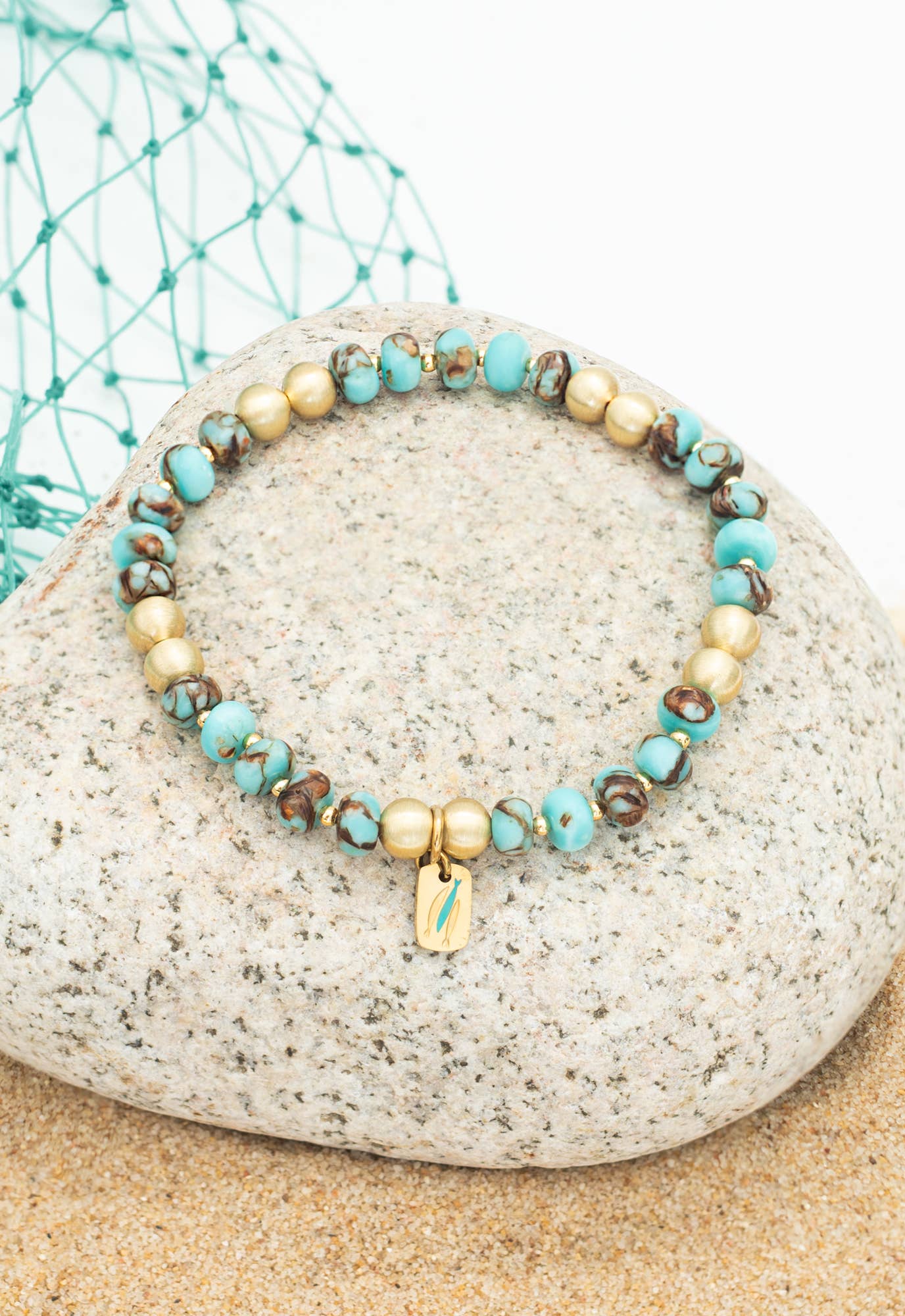 Teal and Gold Bracelet