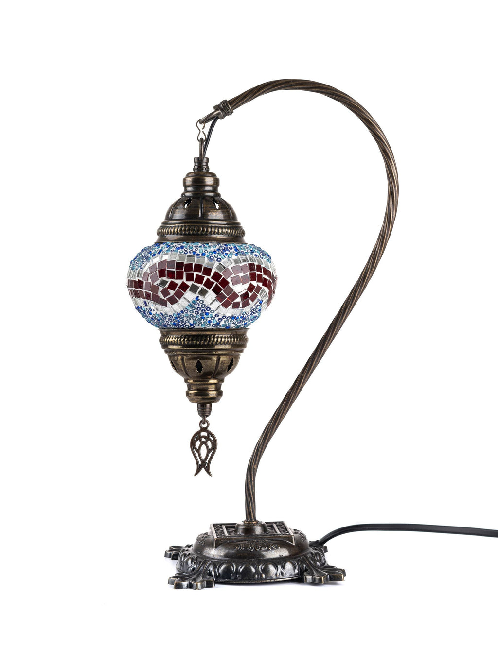 Handmade Swan Neck Mosaic Turkish Lamps Turquoise Triple Circle