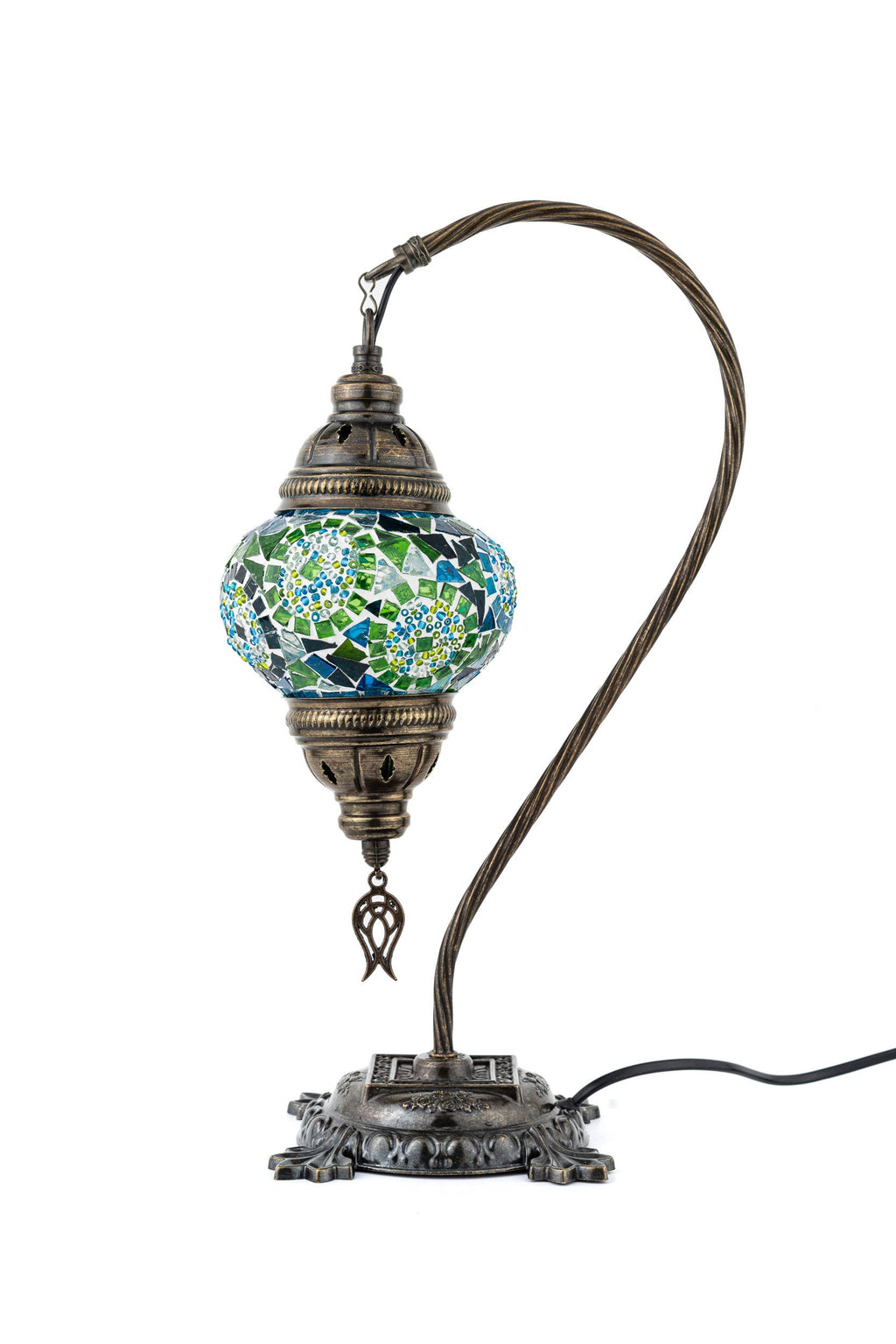 Handmade Swan Neck Mosaic Turkish Lamps Turquoise Triple Circle