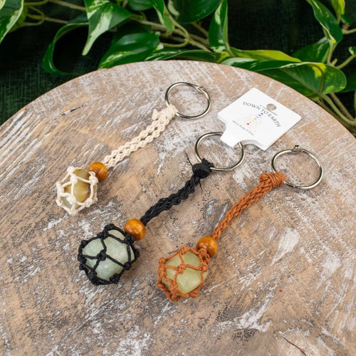 Adjustable Macrame Crystal Holder Keychain Down To Earth