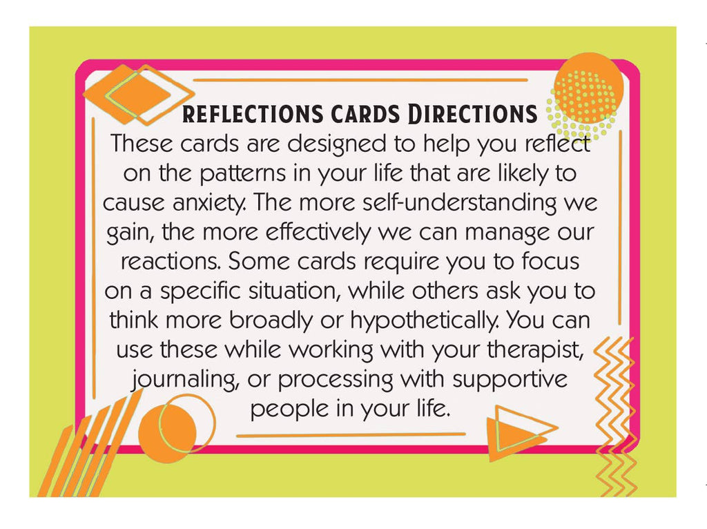 Instructions for 'Reflections Cards' on a green background with text and decorative elements.