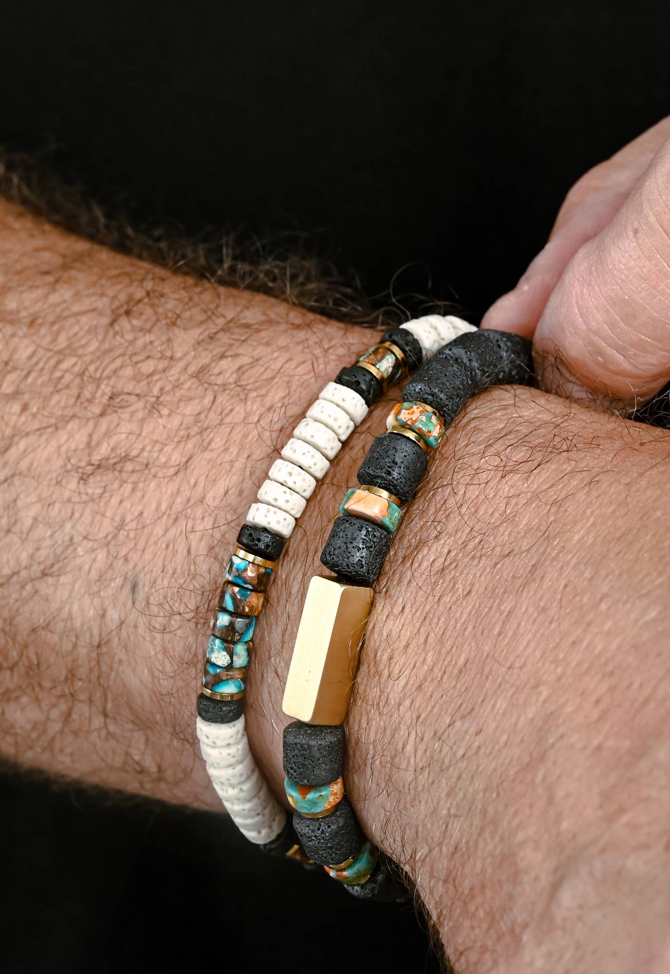 Vanguard Lava Bead Men's Bracelet