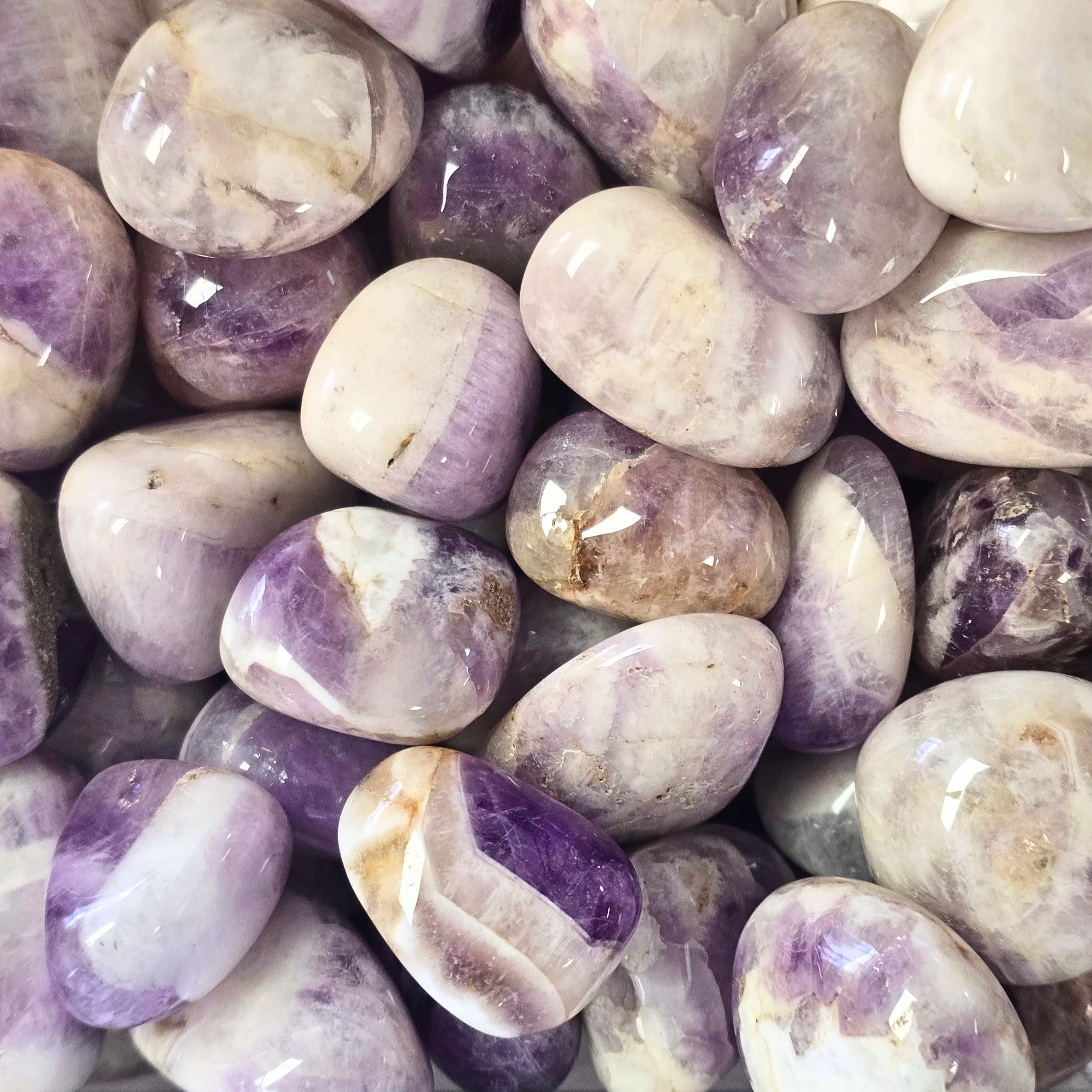 A pile of tumbled amethyst