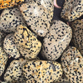 A pile of tumbled dalmation stone