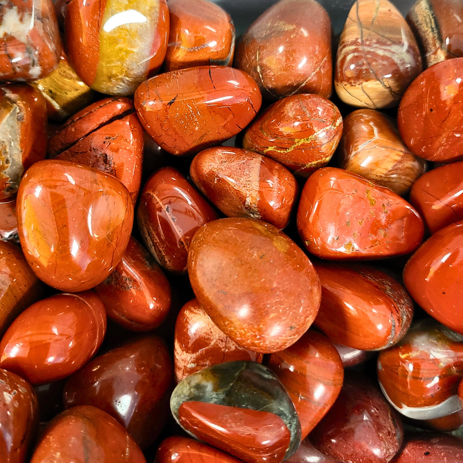 A pile of tumbled red jasper