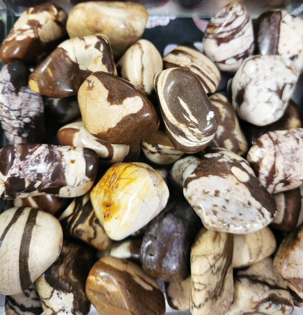 a pile of zebra jasper tumbles