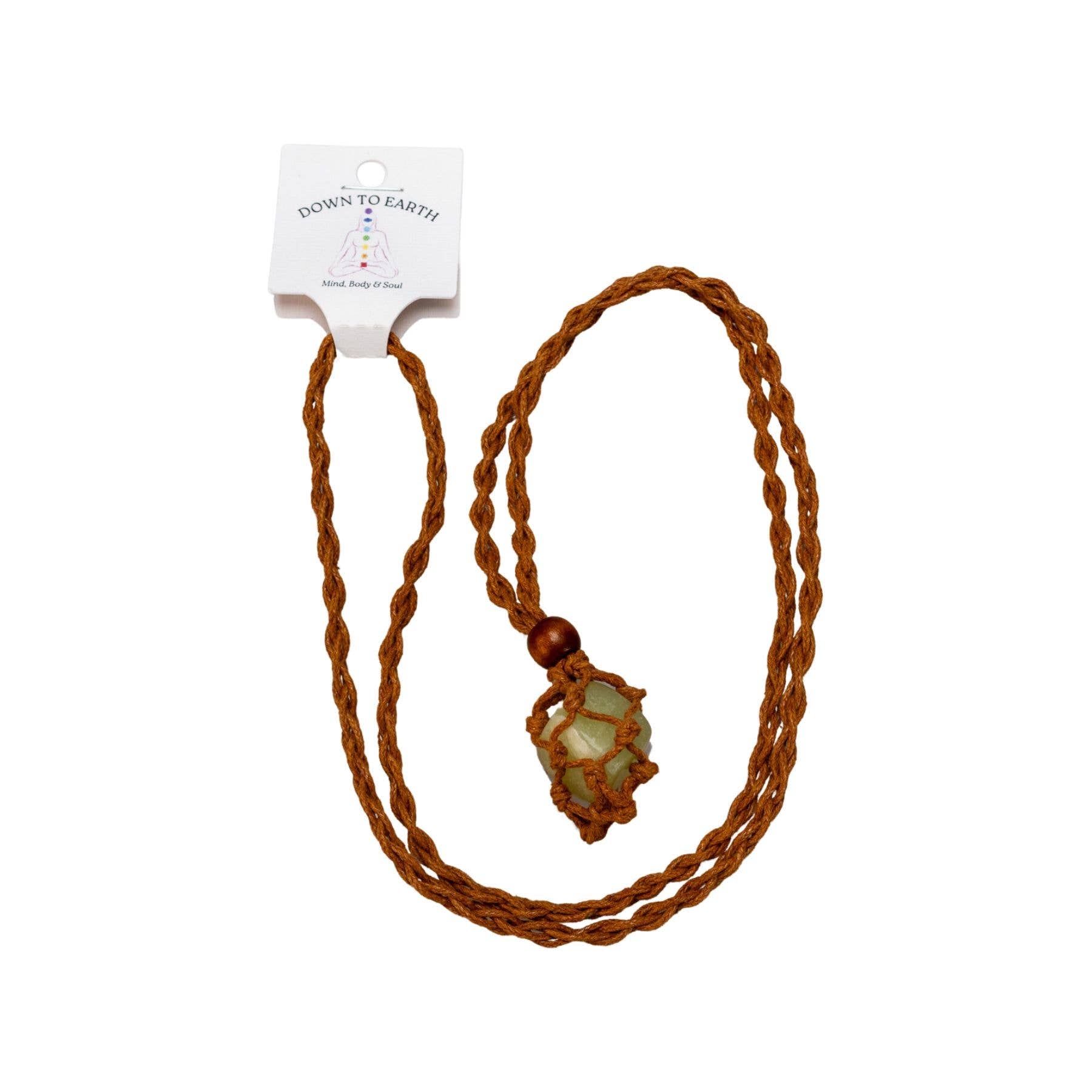Adjustable Macrame Crystal Holder Necklace.: Beige