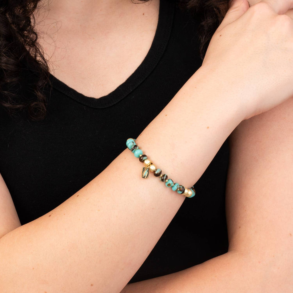 Teal and Gold Bracelet
