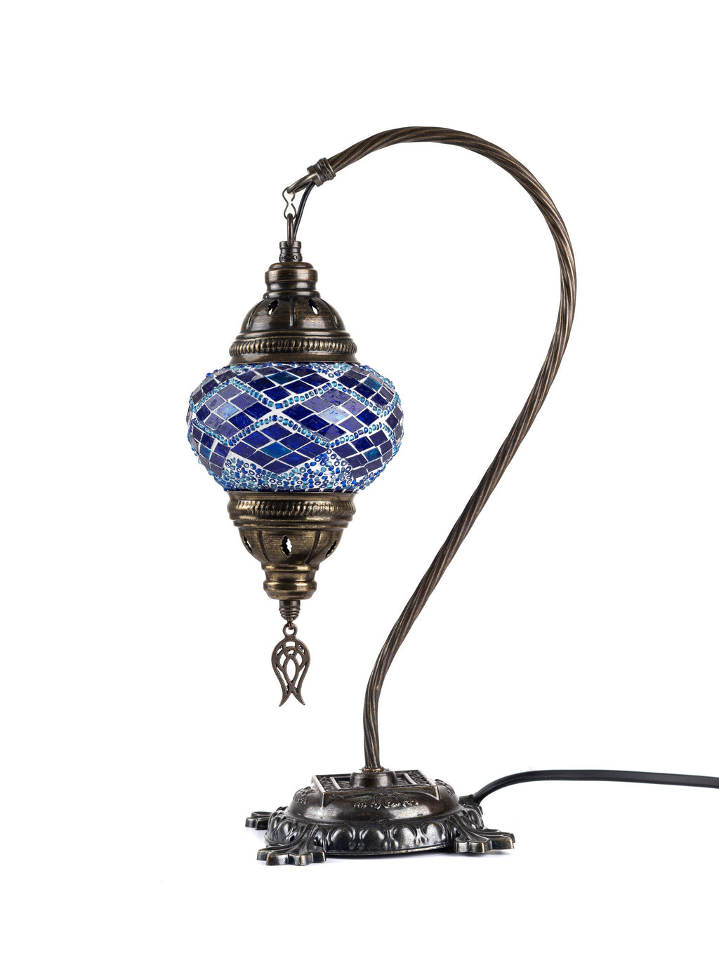 Handmade Swan Neck Mosaic Turkish Lamps Turquoise Triple Circle