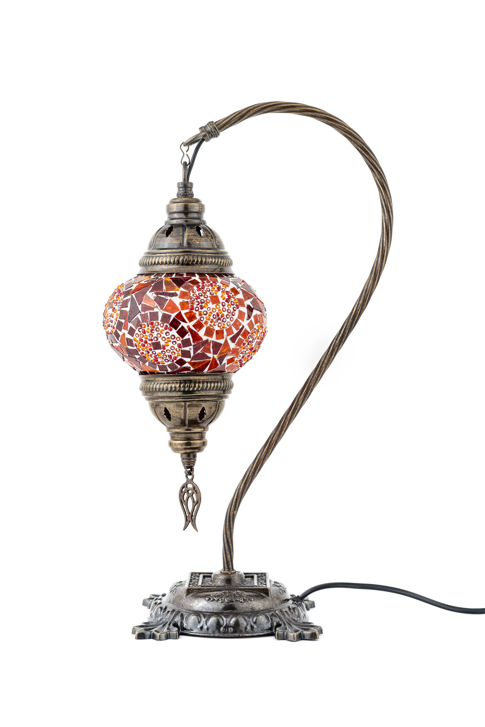 Handmade Swan Neck Mosaic Turkish Lamps Turquoise Triple Circle