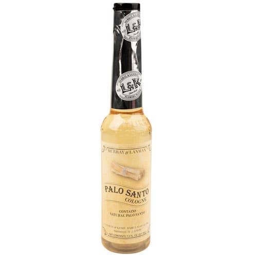 Bottle of L&K Palo Santo cologne on a white background