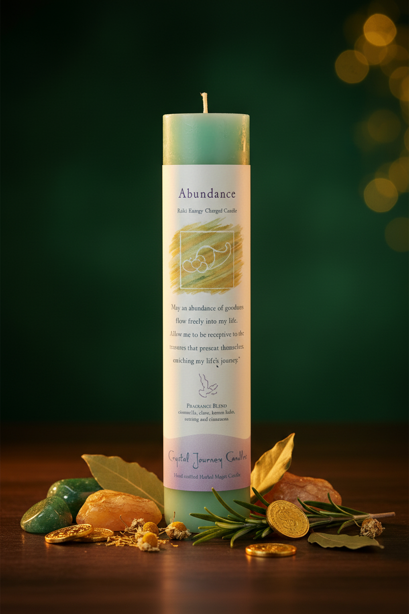 Crystal Journey Pillar Candle – Abundance