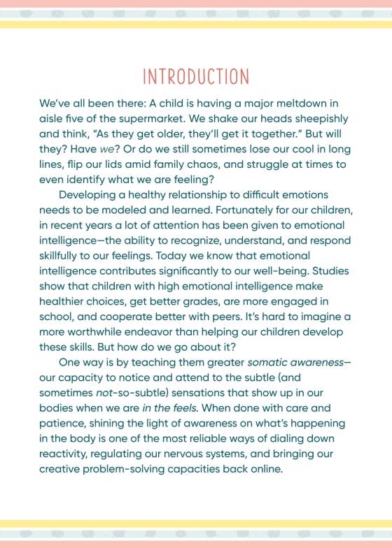 Text document with an introduction about emotional intelligence and somatic awareness on a white background.