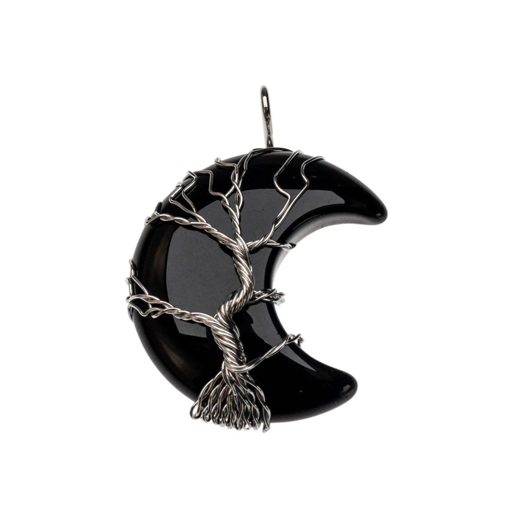 Wire Wrapped Moon Pendant: Tiger's Eye Down To Earth