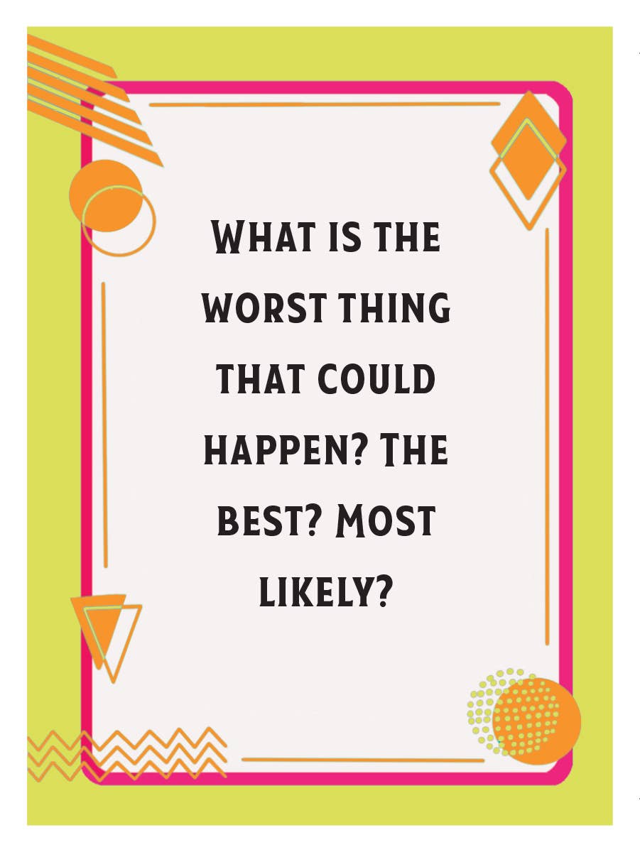 Text-based image with a colorful border on a green background