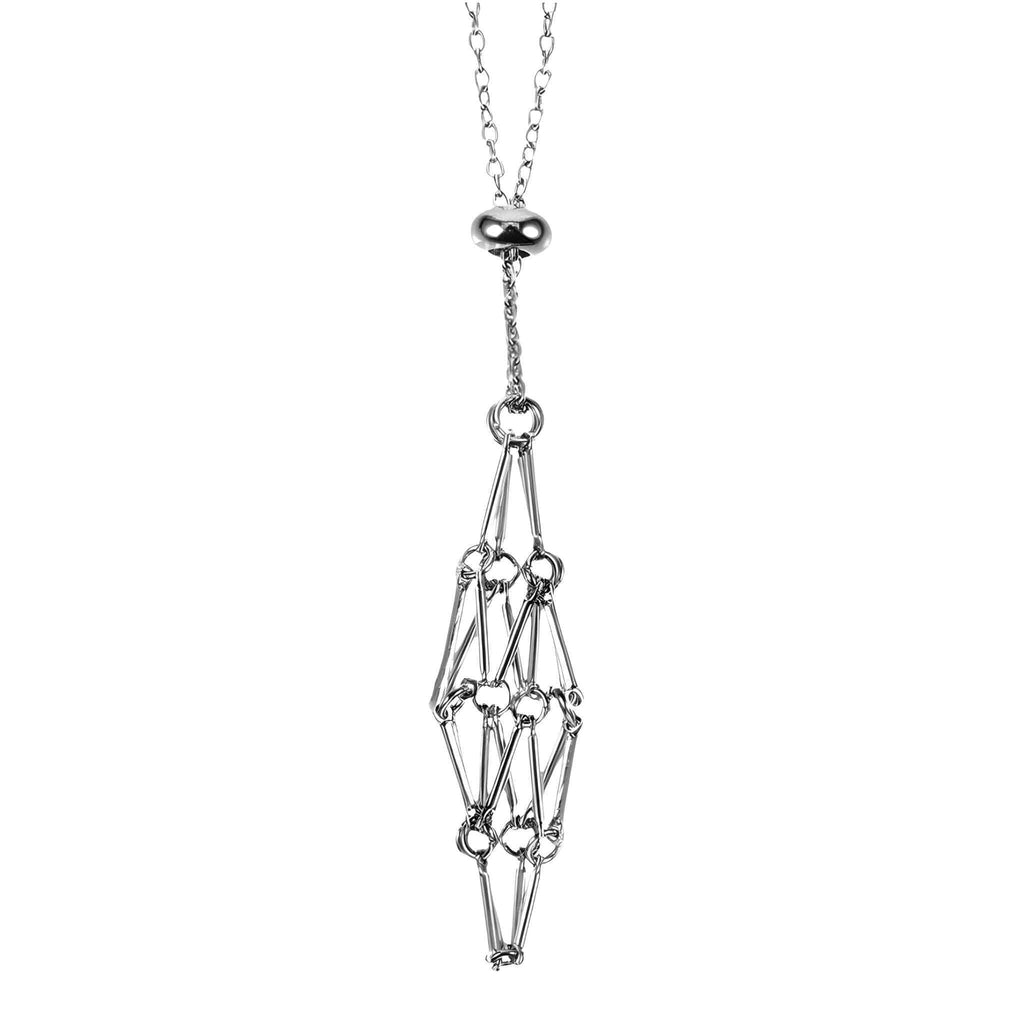 Adjustable Metal Crystal Holder Necklace: Gold