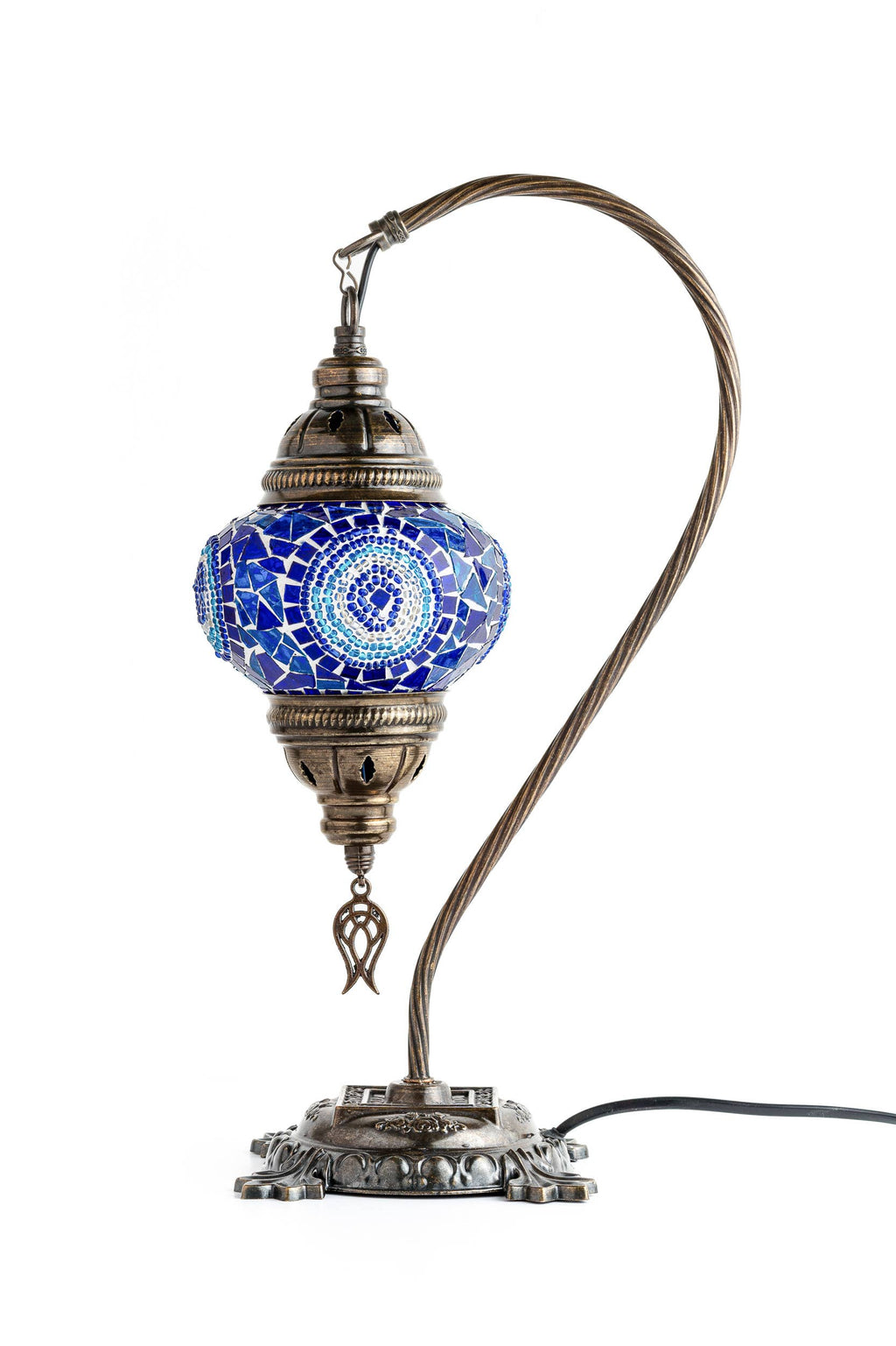 Handmade Swan Neck Mosaic Turkish Lamps Turquoise Triple Circle